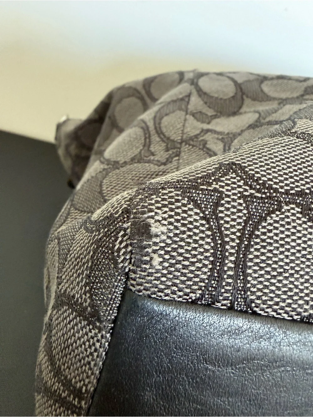 Coach F36625 Signature Gray Black Satchel Crossbody Shoulder Bag